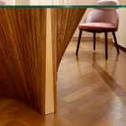 Tabela e rrumbullakët e dizajnit në xham dhe hirit të vajosur prodhuar në Itali - zonjë Viadurini