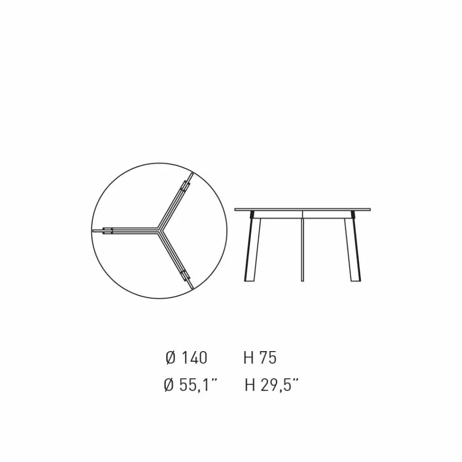 Tavolinë e rrumbullakët me dizajn modern në çelik dhe MDF me llak të ngjyrosur - Aronte Viadurini