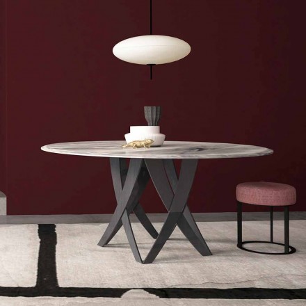 Diametri i tryezës së rrumbullakët 140 cm në mermer gri Imperial Made in Italy - Montereale Viadurini