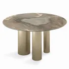 Tavolinë fikse e rrumbullakët me majë qeramike Made in Italy - Gërshërë Viadurini