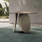 Tavolinë e rrumbullakët me pjesën e pasme prej xhami të rrahur - e argjendtë Prodhuar në Itali - Almo Viadurini