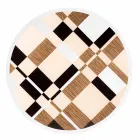 Tavolinë e rrumbullakët Modeno me majë qelqi dhe futje druri Ozzy Viadurini