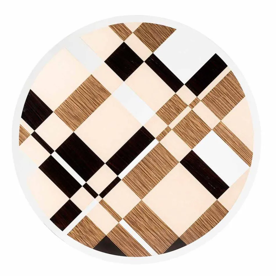 Tavolinë e rrumbullakët Modeno me majë qelqi dhe futje druri Ozzy Viadurini