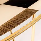 Tavolinë e rrumbullakët Modeno me majë qelqi dhe futje druri Ozzy Viadurini