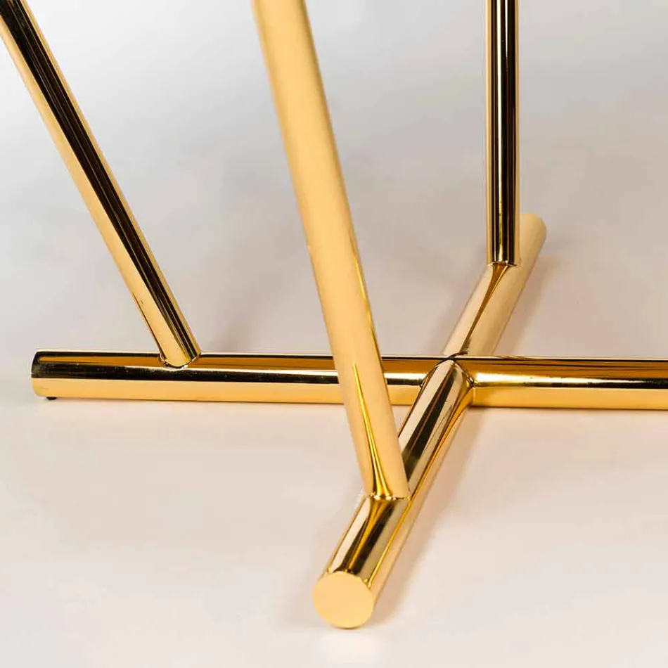 Tavolinë e rrumbullakët Modeno me majë qelqi dhe futje druri Ozzy Viadurini