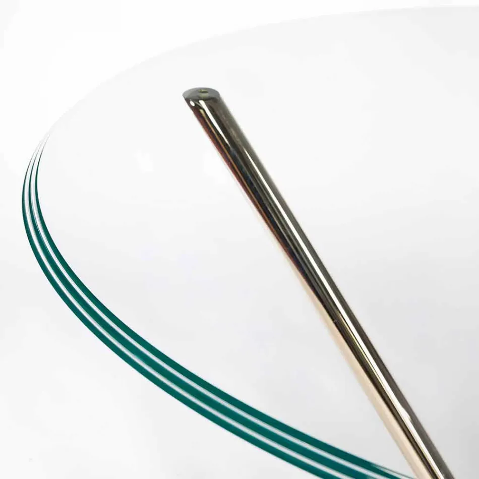 Tavolinë e rrumbullakët moderne me majë qelqi dhe bazë mermeri Adele Viadurini