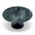 Tryezë moderne e rrumbullakët në mermer Carrara dhe Marquinia Prodhuar në Itali - Dollarë Viadurini