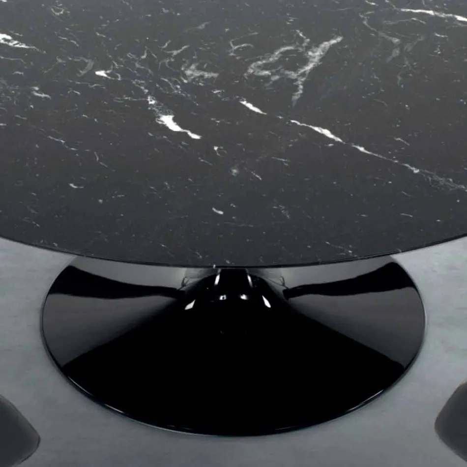 Tryezë moderne e rrumbullakët në mermer Carrara dhe Marquinia Prodhuar në Itali - Dollarë Viadurini