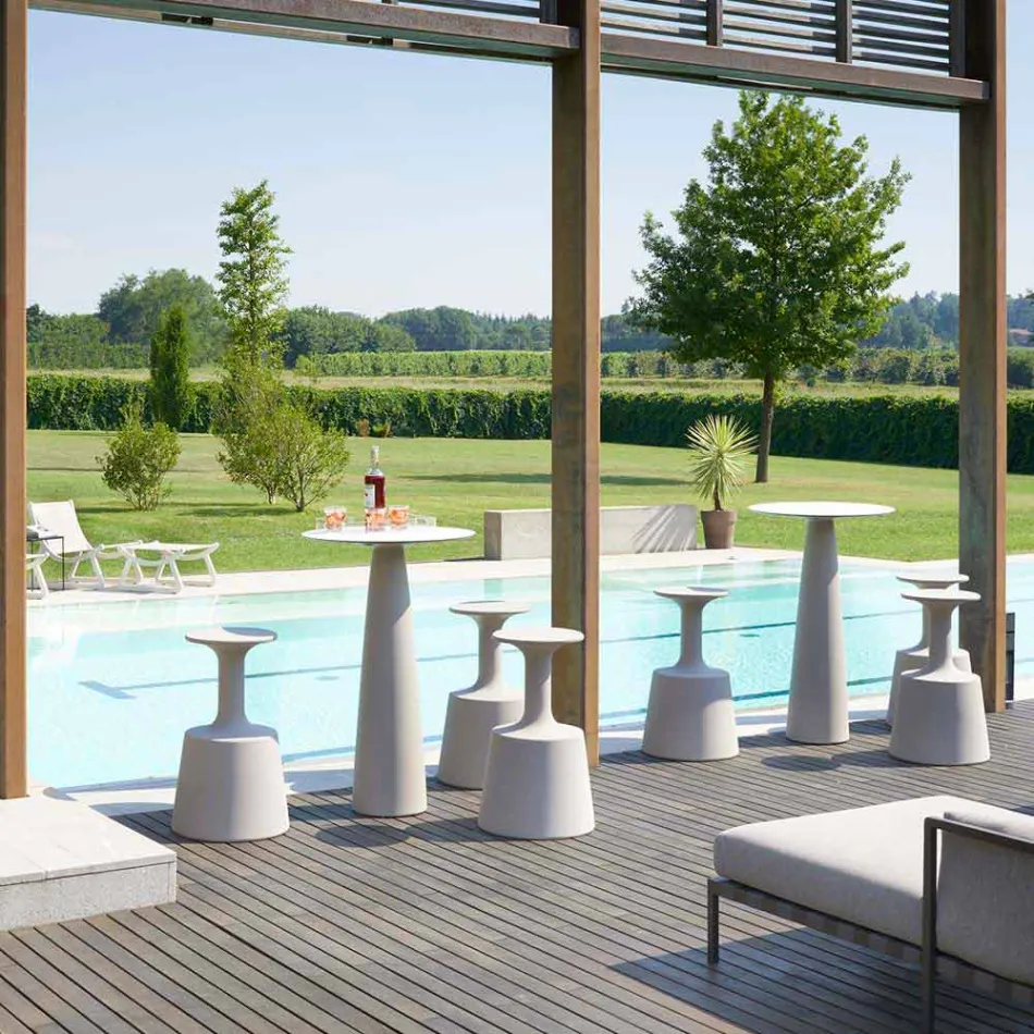 Tavolina e rrumbullakët polietileni Slide Hoplà (H110) hpl e prodhuar në Itali Viadurini