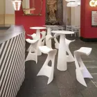 Tavolina e rrumbullakët polietileni Slide Hoplà (H110) hpl e prodhuar në Itali Viadurini