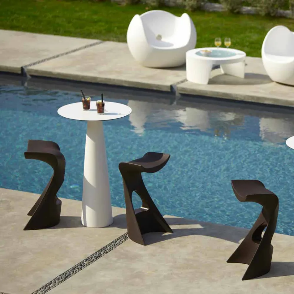 Tavolina e rrumbullakët polietileni Slide Hoplà (H110) hpl e prodhuar në Itali Viadurini