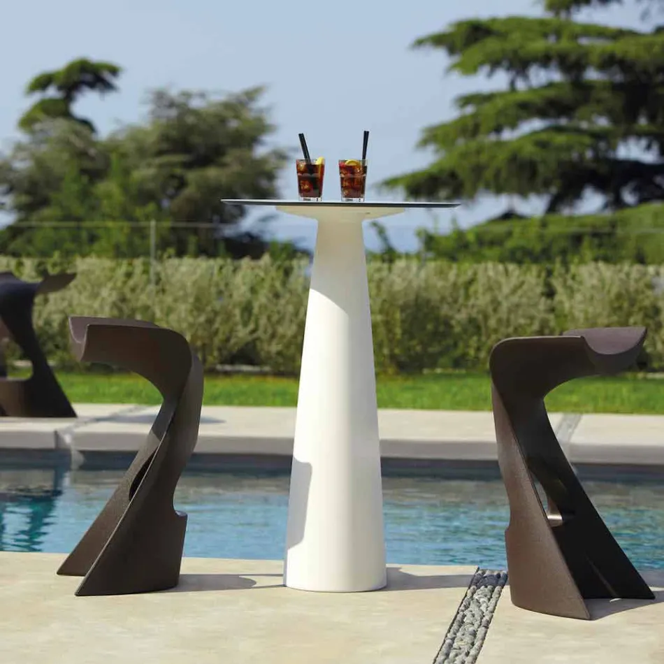 Tavolina e rrumbullakët polietileni Slide Hoplà (H110) hpl e prodhuar në Itali Viadurini