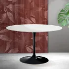 Tavolinë e rrumbullakët Saarinen Tulip H 74 cm në ngjyrë të bardhë mat, qeramikë Florim - e kuqe e ndezur Viadurini
