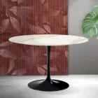 Tavolinë e rrumbullakët Saarinen Tulip H 74 cm në ngjyrë Florim Calacatta Gold Qeramikë Mat - Scarlet Viadurini