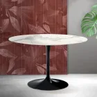 Tavolinë e rrumbullakët Saarinen Tulip H 74 cm në ngjyrë qeramike mat Florim Statuario - e kuqe e ndezur Viadurini