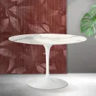 Tavolinë e rrumbullakët Saarinen Tulip H 74 cm në ngjyrë qeramike mat Florim Statuario - e kuqe e ndezur Viadurini