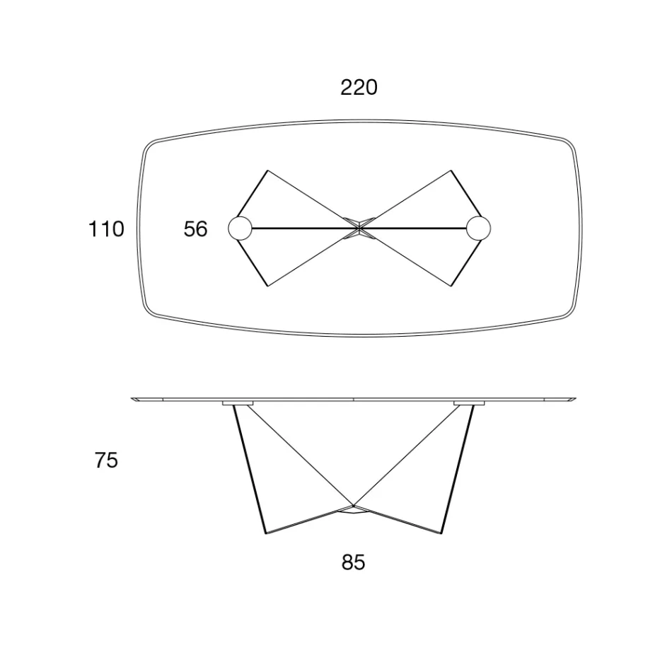 Tavolina e dhomës së ngrënies me Këmbë mat qeramike dhe metalike - Monacco Viadurini