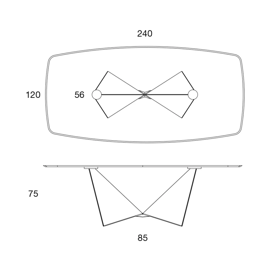Tavolina e dhomës së ngrënies me Këmbë mat qeramike dhe metalike - Monacco Viadurini