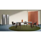 Tavolinë moderne e dhomës së ndenjes në çelik me pjesën e sipërme të mermerit - Aronte Viadurini