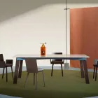 Tavolinë moderne e dhomës së ndenjes në çelik me pjesën e sipërme të mermerit - Aronte Viadurini