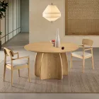 Tavolinë e rrumbullakët MDF me gjashtë vende në tre ngjyra me këmbë të lakuara - Argo Viadurini