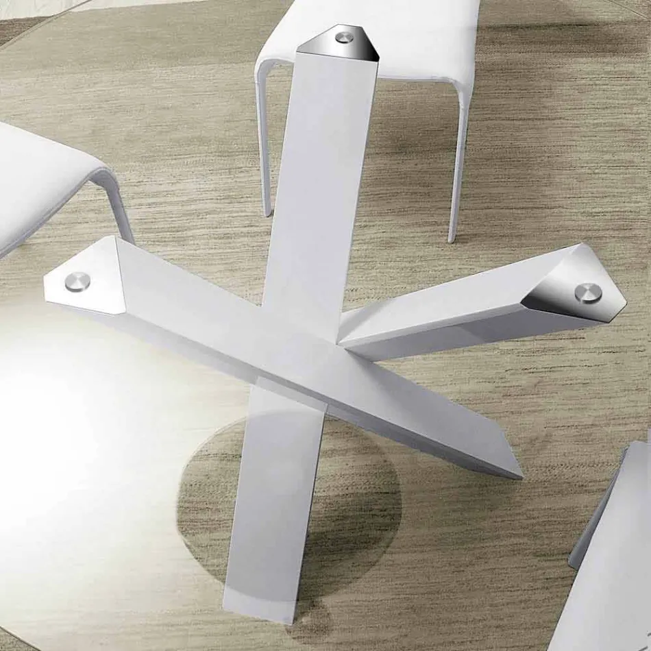 Tavolinë e rrumbullakët e dizajnit d.160 majë kristali e bërë në Itali Cristal Viadurini