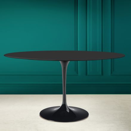 Tavolinë tulipani Eero Saarine H 73 Oval në Noir Soft Qeramike Made in Italy - Scarlet Viadurini
