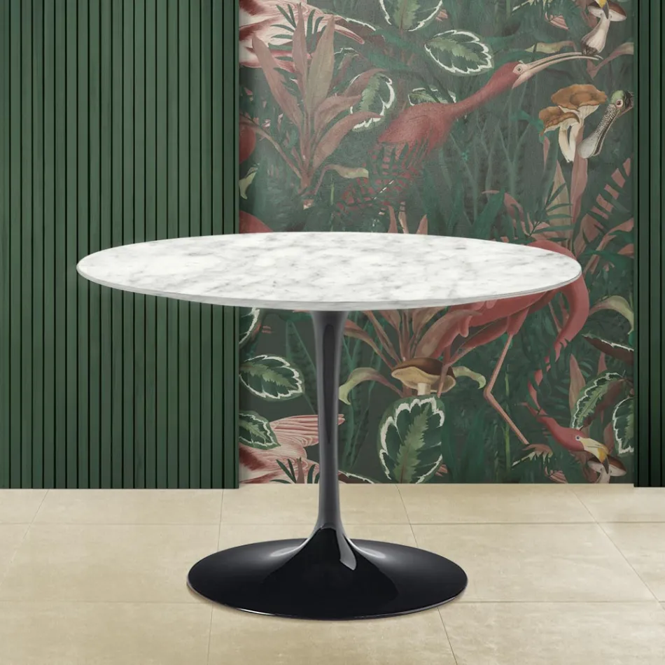 Tavolinë tulipani Eero Saarinen H 73 me majë mermeri Carrara Made in Italy - Scarlet Viadurini