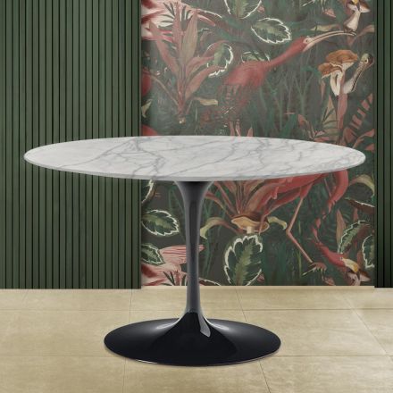 Tavolinë tulipani Eero Saarinen H 73 me majë të rrumbullakët në mermer Carrara Statuarietto Viadurini
