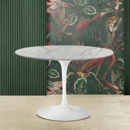Tavolinë tulipani Eero Saarinen H 73 në mermer Statuarietto Carrara Prodhuar në Itali - Scarlet Viadurini