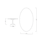 Tavolinë Tulip Eero Saarinen H 73 Ovale në Qeramikë Absolute të Bardhë Prodhuar në Itali - Scarlet Viadurini