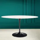 Tavolinë tulipani Eero Saarinen H 73 Oval me krem diamanti qeramik Made in Italy - Scarlet Viadurini