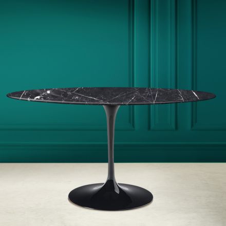 Tavolinë tulipani Eero Saarinen H 73 Oval në Marquinia Qeramike Made in Italy - Scarlet Viadurini