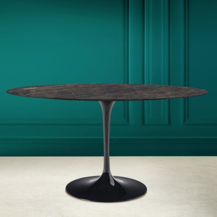 Tavolinë tulipani Eero Saarinen H 73 Oval në Qeramikë Noir Desire Made in Italy - Scarlet Viadurini