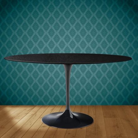 Tavolinë tulipani Eero Saarinen H 73 Oval në Qeramikë Sirius Made in Italy - Scarlet Viadurini