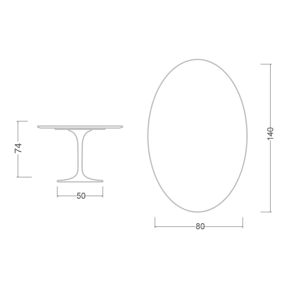 Tavolinë tulipani Eero Saarinen H 73 Oval në Statuario Altissimo Qeramike Prodhuar në Itali - Scarlet Viadurini
