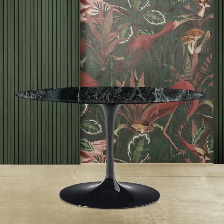 Tavolinë tulipani ovale Eero Saarinen H 73 në Mermer Alpi jeshil Made in Italy - Scarlet Viadurini
