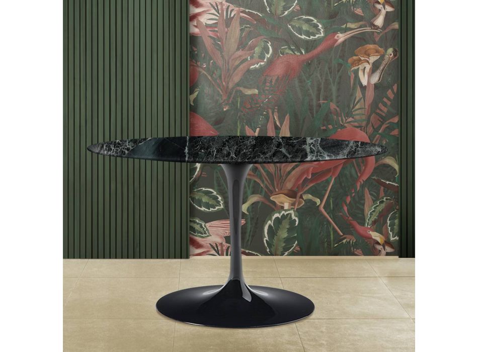 Tavolinë tulipani ovale Eero Saarinen H 73 në Mermer Alpi jeshil Made in Italy - Scarlet Viadurini