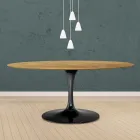 Tavolinë tulipani Eero Saarinen H 73 Oval në lis natyral Made in Italy - Scarlet Viadurini