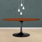 Tavolinë tulipani Eero Saarinen H 73 Oval në lisi me njolla vishnje Prodhuar në Itali - Scarlet Viadurini