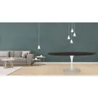 Tavolinë tulipani Eero Saarinen H 73 Oval në lis me njolla Moka Made in Italy - Scarlet Viadurini