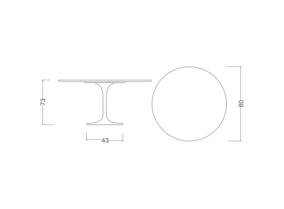 Tavolina Tulipani Eero Saarinen H 73 Round in Morpheus Qeramike Prodhuar në Itali - Scarlet Viadurini