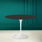 Tavolina tulipani Eero Saarinen H 73 Round in Noir Soft Qeramike Made in Italy - Scarlet Viadurini