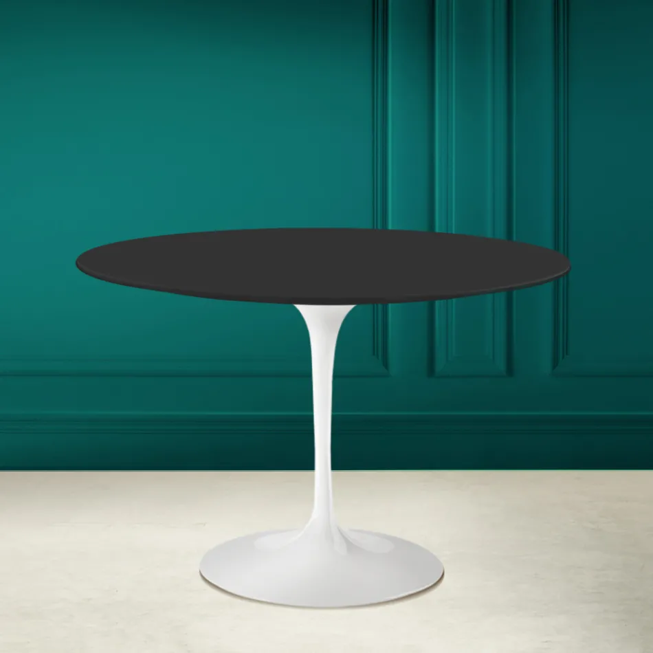 Tavolina tulipani Eero Saarinen H 73 Round in Noir Soft Qeramike Made in Italy - Scarlet Viadurini