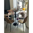 Tryezë e rrumbullakët Tulip Eero Saarinen H 73 në mermer të zi Marquinia Made in Italy - Scarlet Viadurini