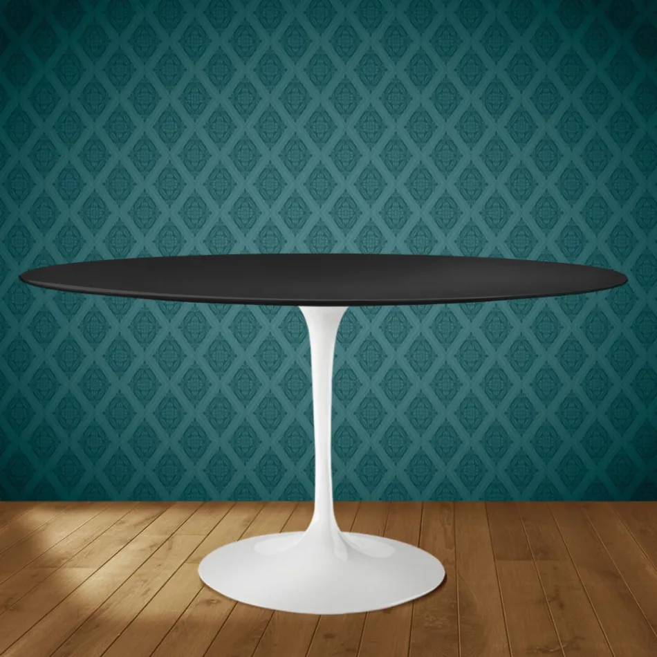 Tavolinë Tulipani Eero Saarinen H 74 Ovale në Qeramikë Domoos Prodhuar në Itali - Scarlet Viadurini