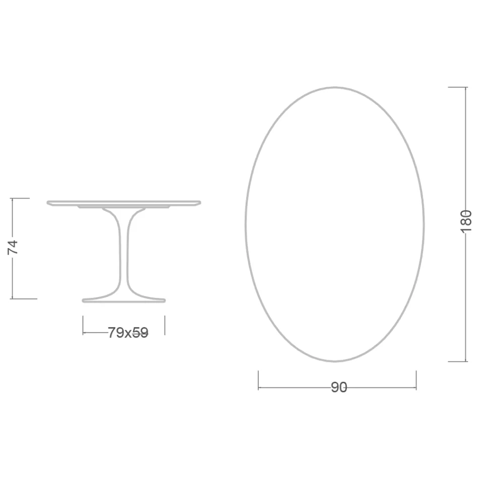 Tavolinë Tulip Eero Saarinen H 74 Ovale në Laminat të Lëngshëm të Zi, Prodhuar në Itali - Scarlet Viadurini