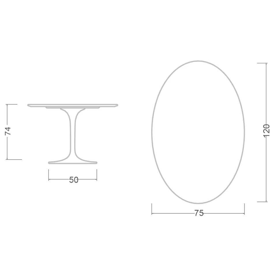 Tavolinë Tulip Eero Saarinen H 74 Ovale në Laminat të Lëngshëm të Zi, Prodhuar në Itali - Scarlet Viadurini