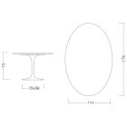 Tavolinë tulipani Eero Sarinen H 73 Oval me laminat të lëngshëm të bardhë Made in Italy - Scarlet Viadurini