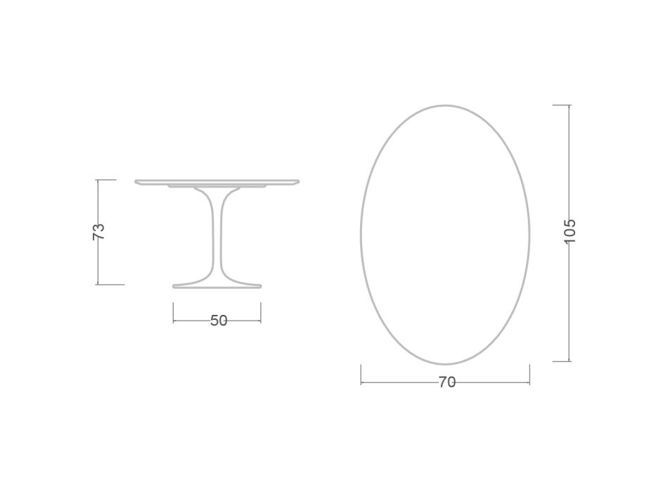 Tavolinë tulipani Saarinen H 73 me majë mermeri ovale Carrara Made in Italy - Scarlet Viadurini